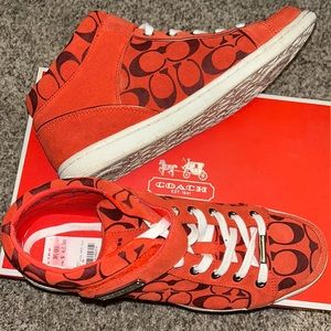 Coach women’s red suede shoe.